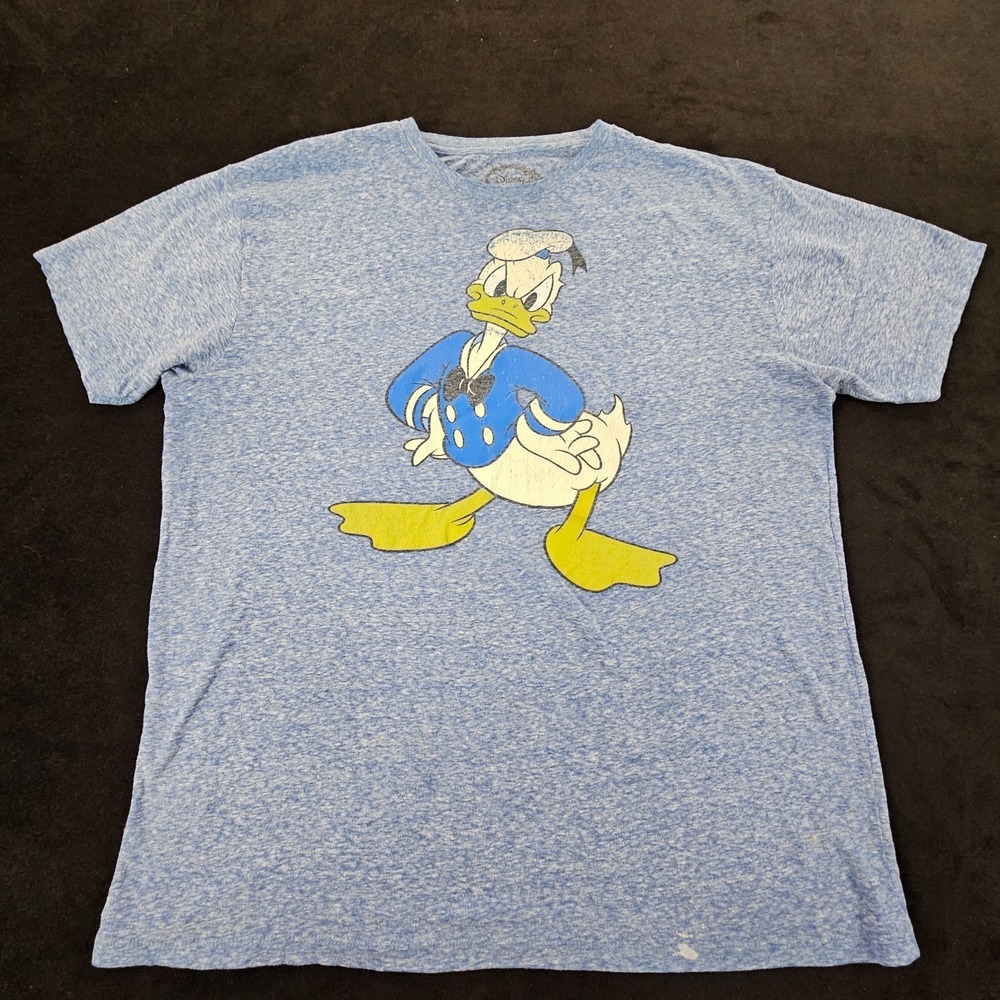 Donald Duck Walt Disney Blue Short‎ Sleeve Cotton Blend T-Shirt Men's XL
